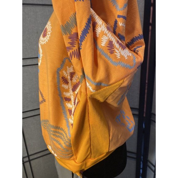 J. NNA Sweatshirt Womens Size M Orange Vibrant Florals - Picture 2 of 12